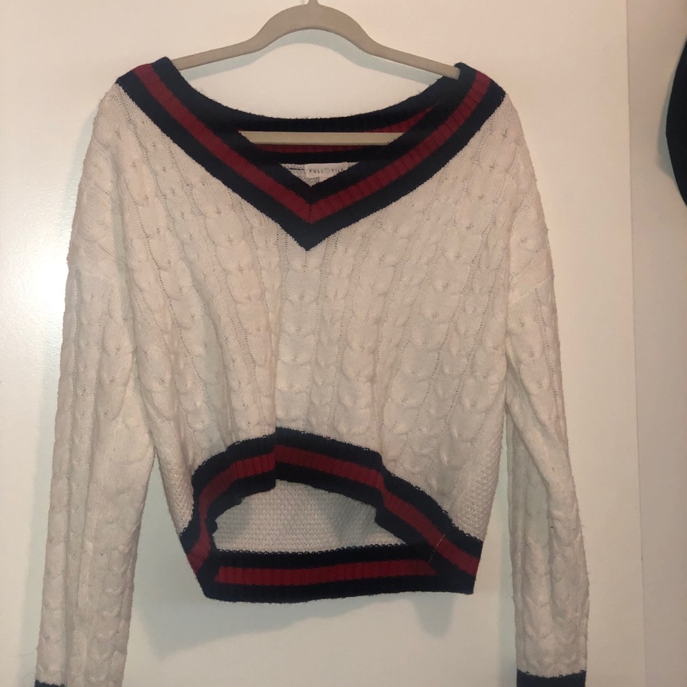 Cropped white sweater